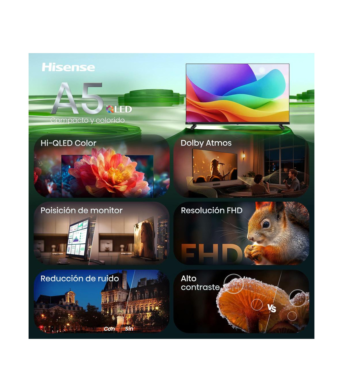 Tv hisense 40 pulgadas qled fhd - 40a5s - smart tv