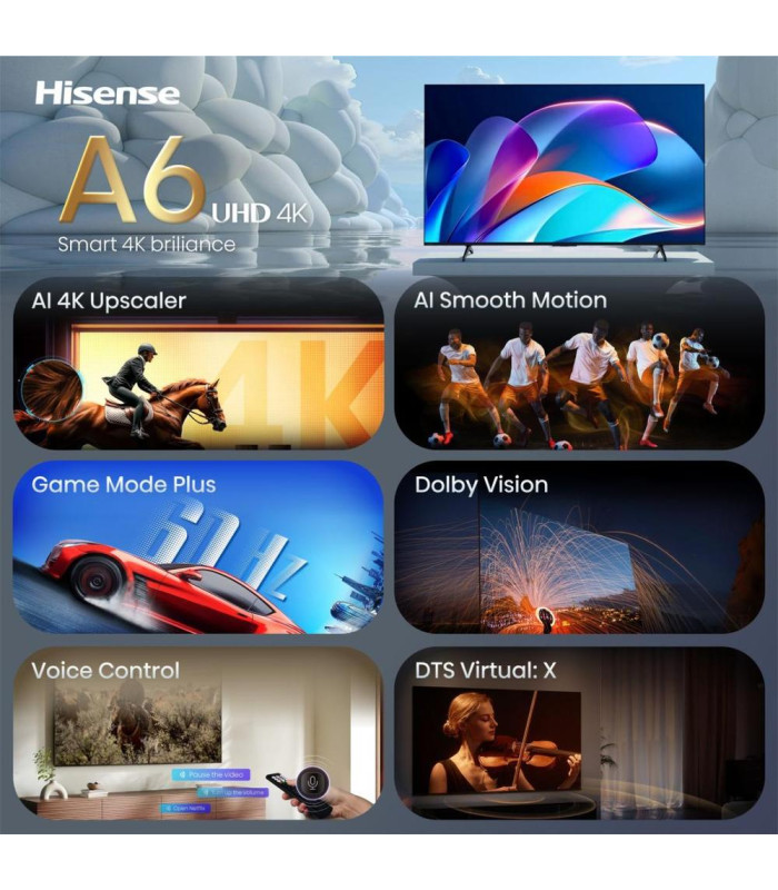 Tv hisense 50 pulgadas led 4k uhd -  50a6s -  smart tv