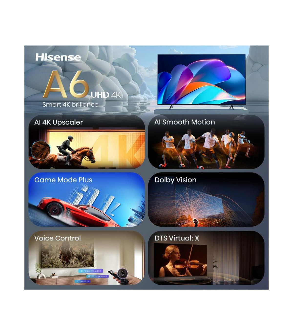 Tv hisense 50 pulgadas led 4k uhd -  50a6s -  smart tv