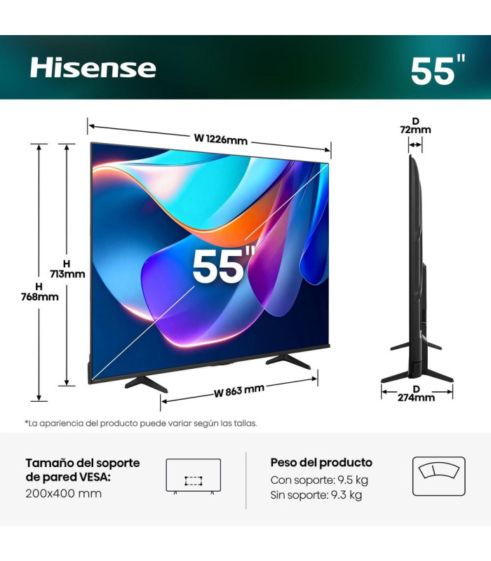 Tv hisense 55 pulgadas led 4k uhd -  55a6s -  smart tv