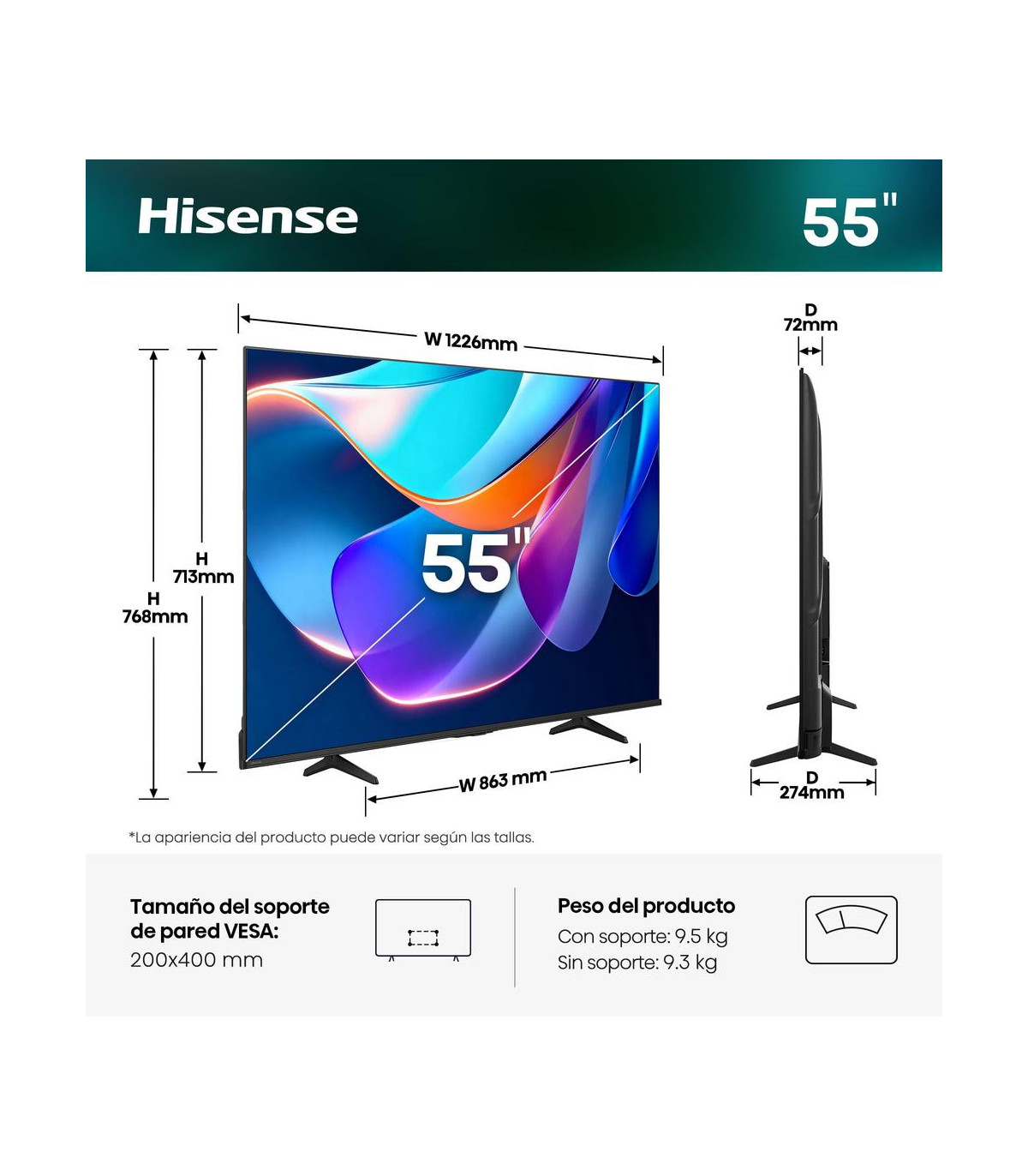 Tv hisense 55 pulgadas led 4k uhd -  55a6s -  smart tv