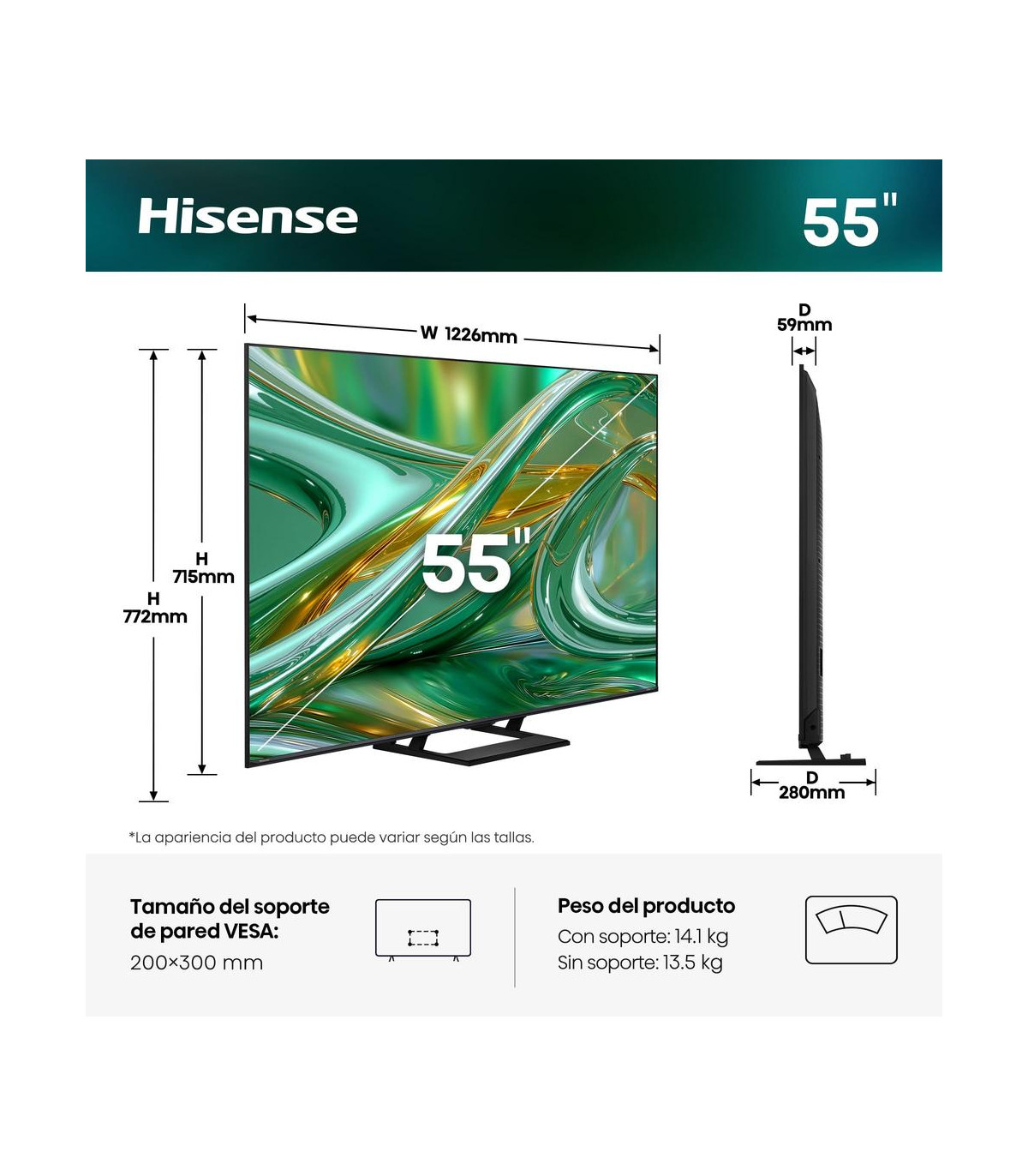 Tv hisense 55 pulgadas mini led 4k uhd - 55e8s - smart tv