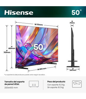 Tv hisense 50 pulgadas qled 4k uhd - 50e7s - smart tv