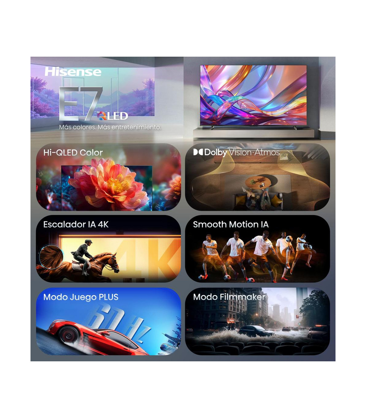 Tv hisense 50 pulgadas qled 4k uhd - 50e7s - smart tv