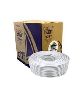 Bobina cable red solido phasak utp cat.6 awg24 305m gris phr 652