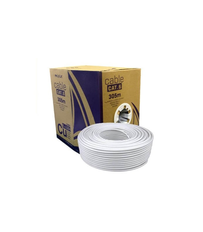 Bobina cable red solido phasak utp cat.6 awg24 305m gris phr 652