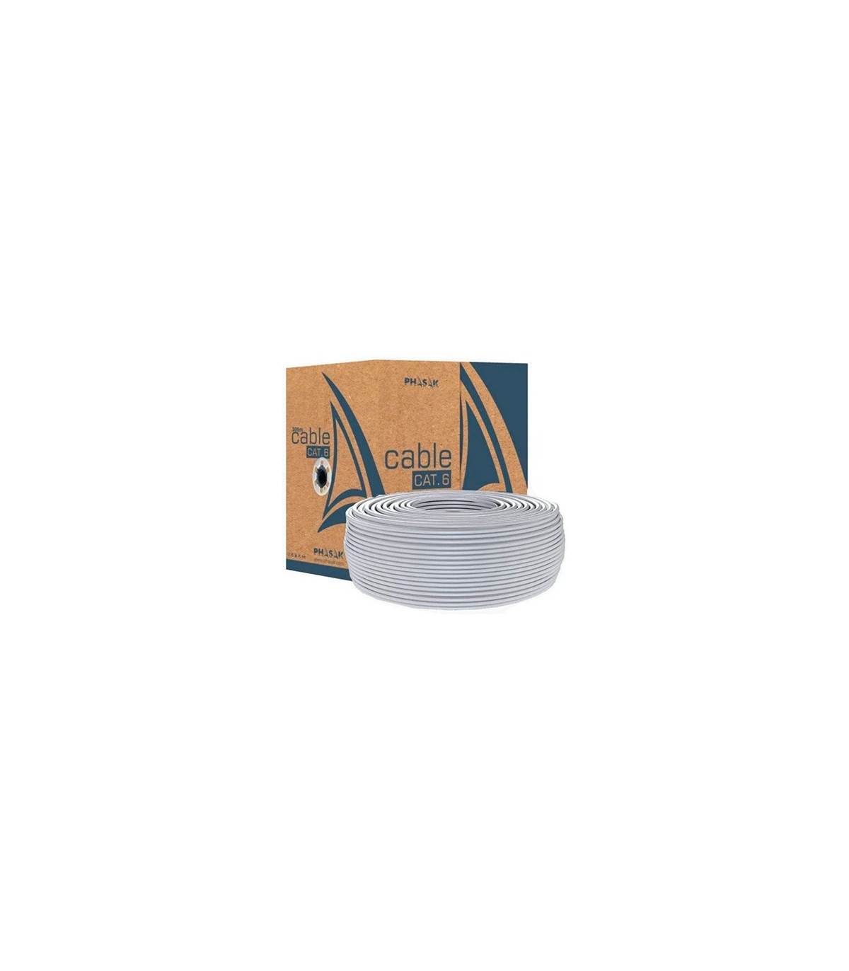 Bobina cable red solido phasak utp cat.6 awg23 cca 100m gris phr 6100