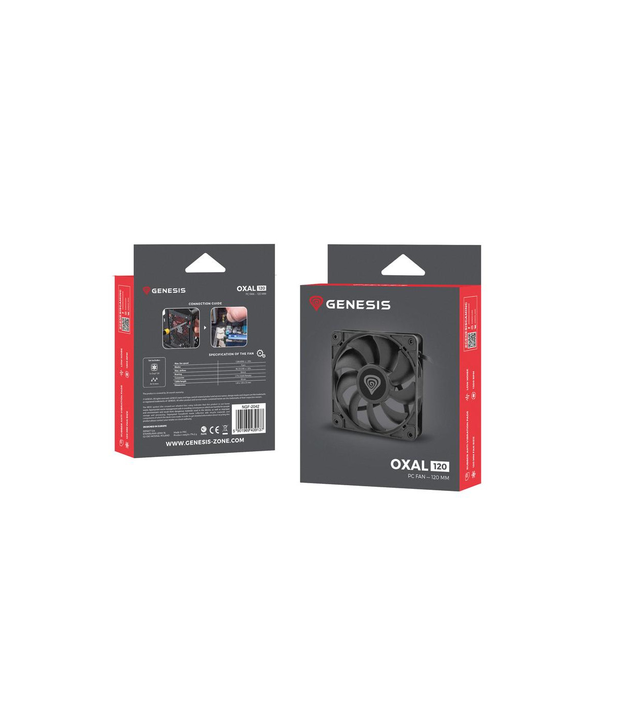 Ventilador caja genesis oxal 120 negro 120mm