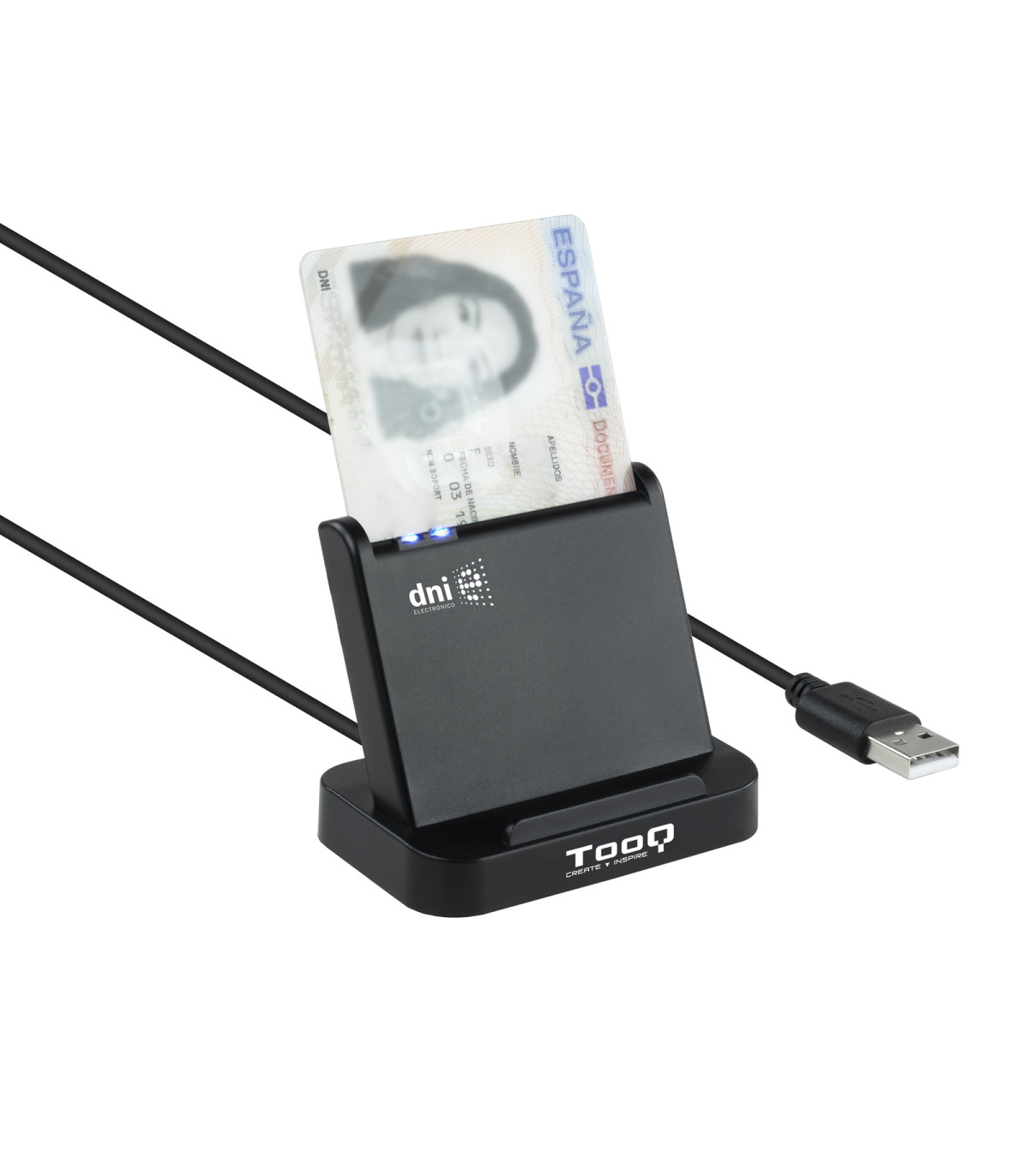 Lector de tarjetas externo tooq tqr - 220b dnie vision usb 2.0 negro