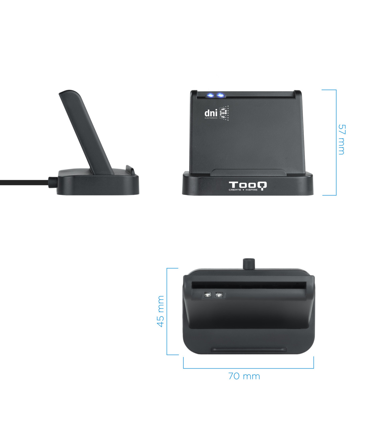Lector de tarjetas externo tooq tqr - 220b dnie vision usb 2.0 negro