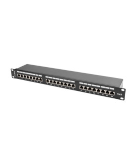 Patch panel lanberg 24 puertos 1u cat.6 sftp 19 pulgadas rack negro
