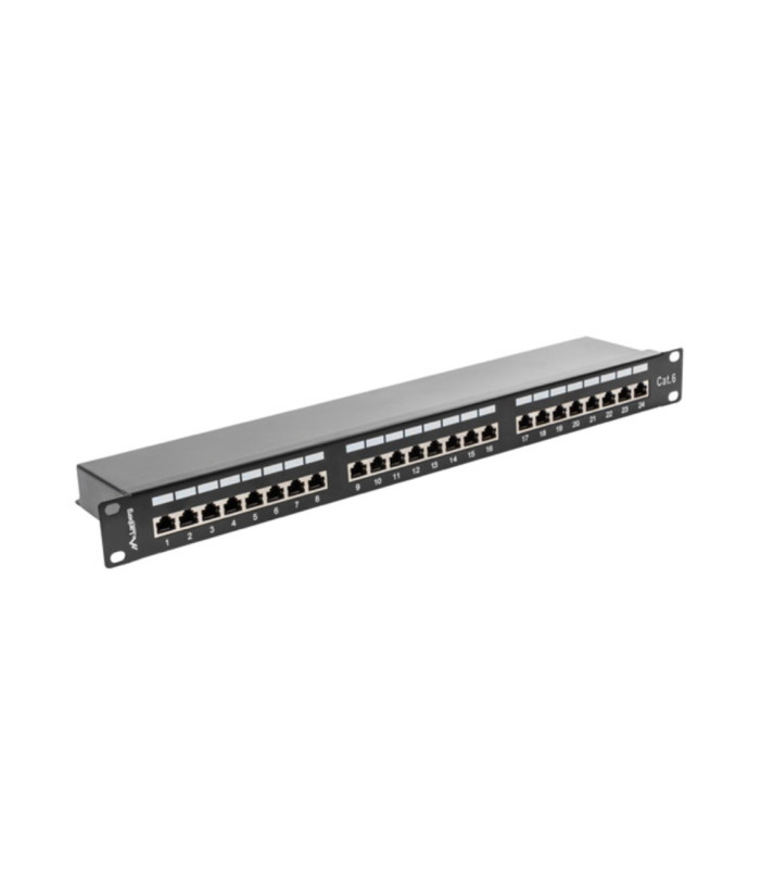 Patch panel lanberg 24 puertos 1u cat.6 sftp 19 pulgadas rack negro