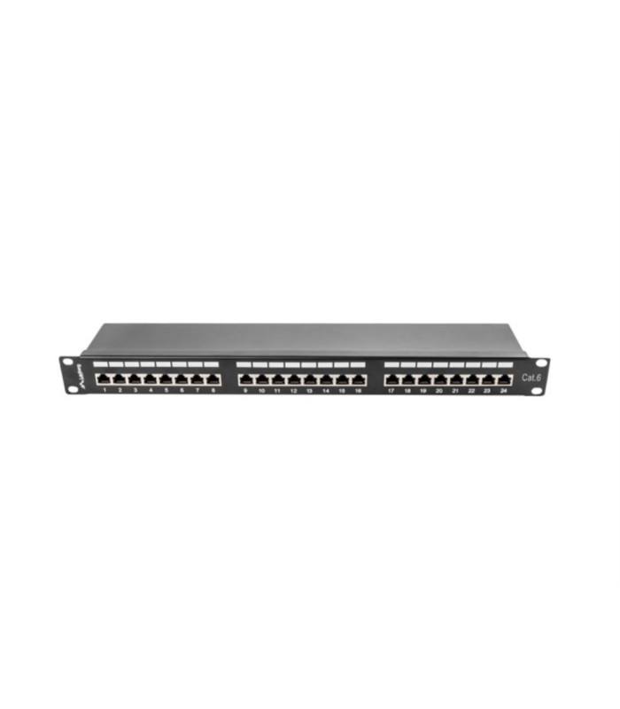 Patch panel lanberg 24 puertos 1u cat.6 sftp 19 pulgadas rack negro
