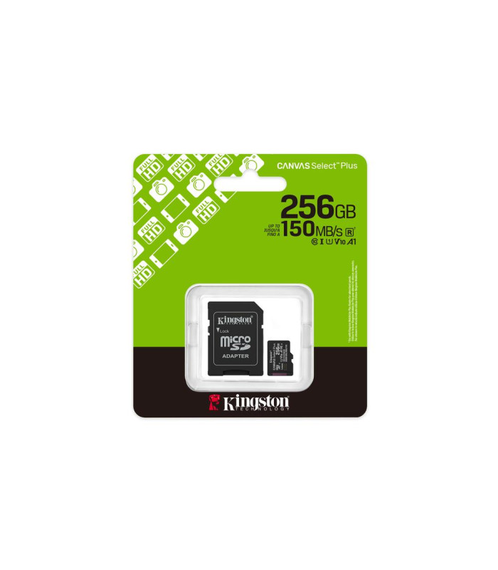 Tarjeta memoria micro secure digital sdxc 256gb kingston canvas select plus clase 10 uhs - 1 + adaptador sd