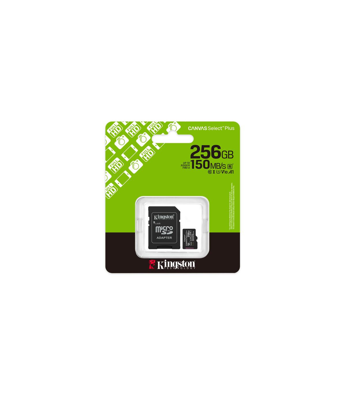 Tarjeta memoria micro secure digital sdxc 256gb kingston canvas select plus clase 10 uhs - 1 + adaptador sd