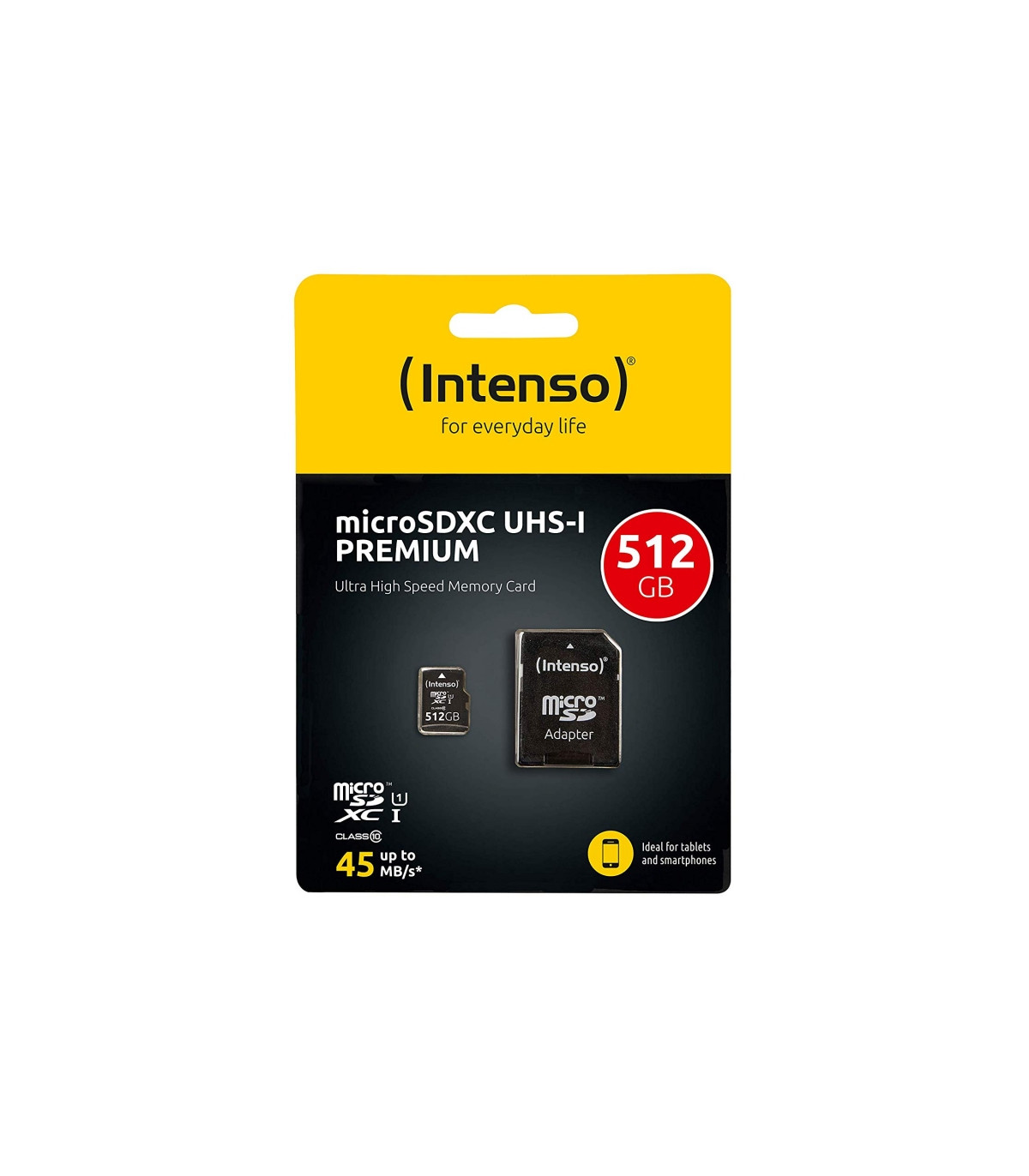 Tarjeta memoria micro sd intenso 512gb premium uhs - i cl10 + adaptador sd