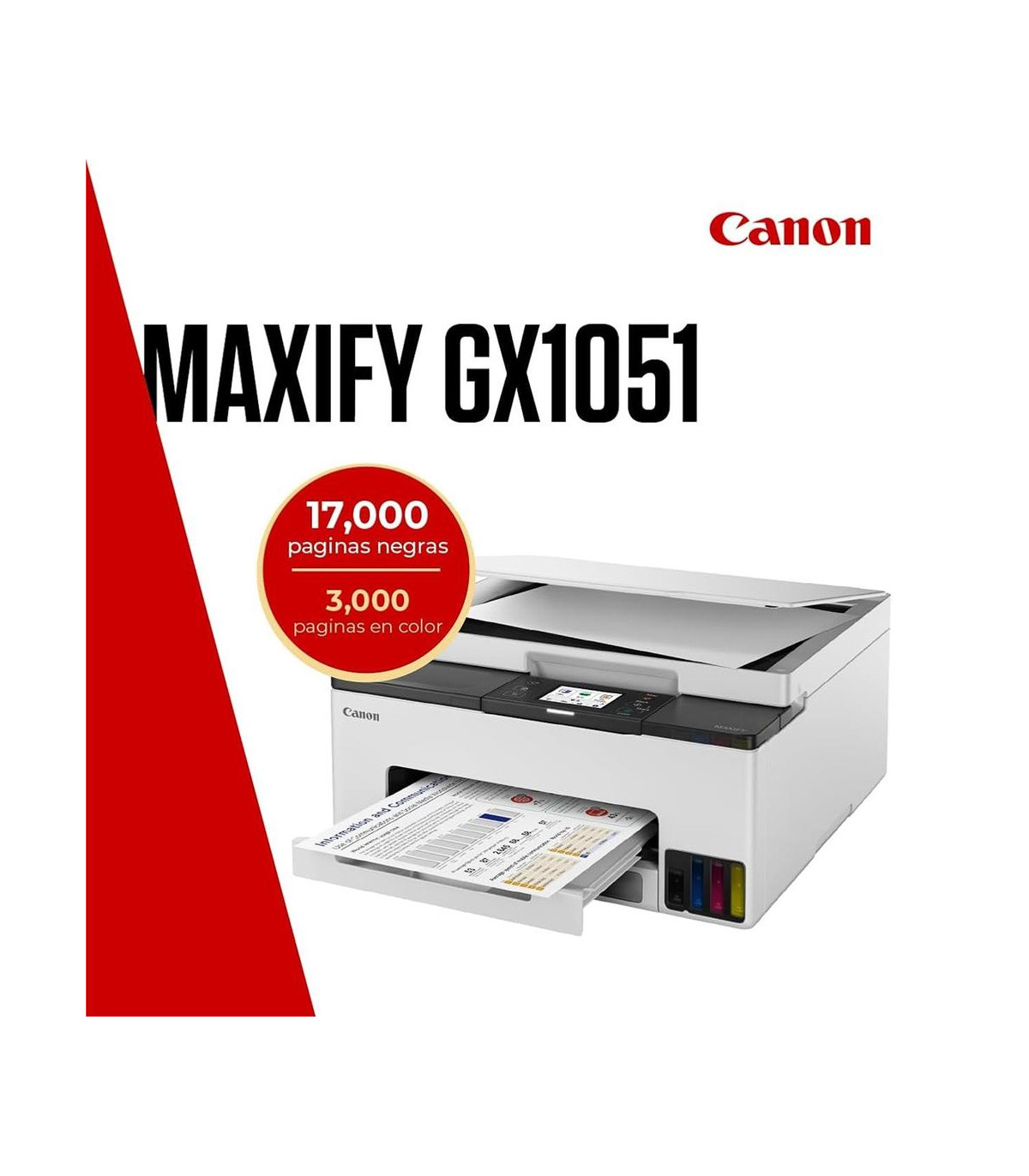 Multifunción inyección canon maxify gx1051 red -  wifi -  duplex impresión -  depósitos tinta -  3 botellas negro