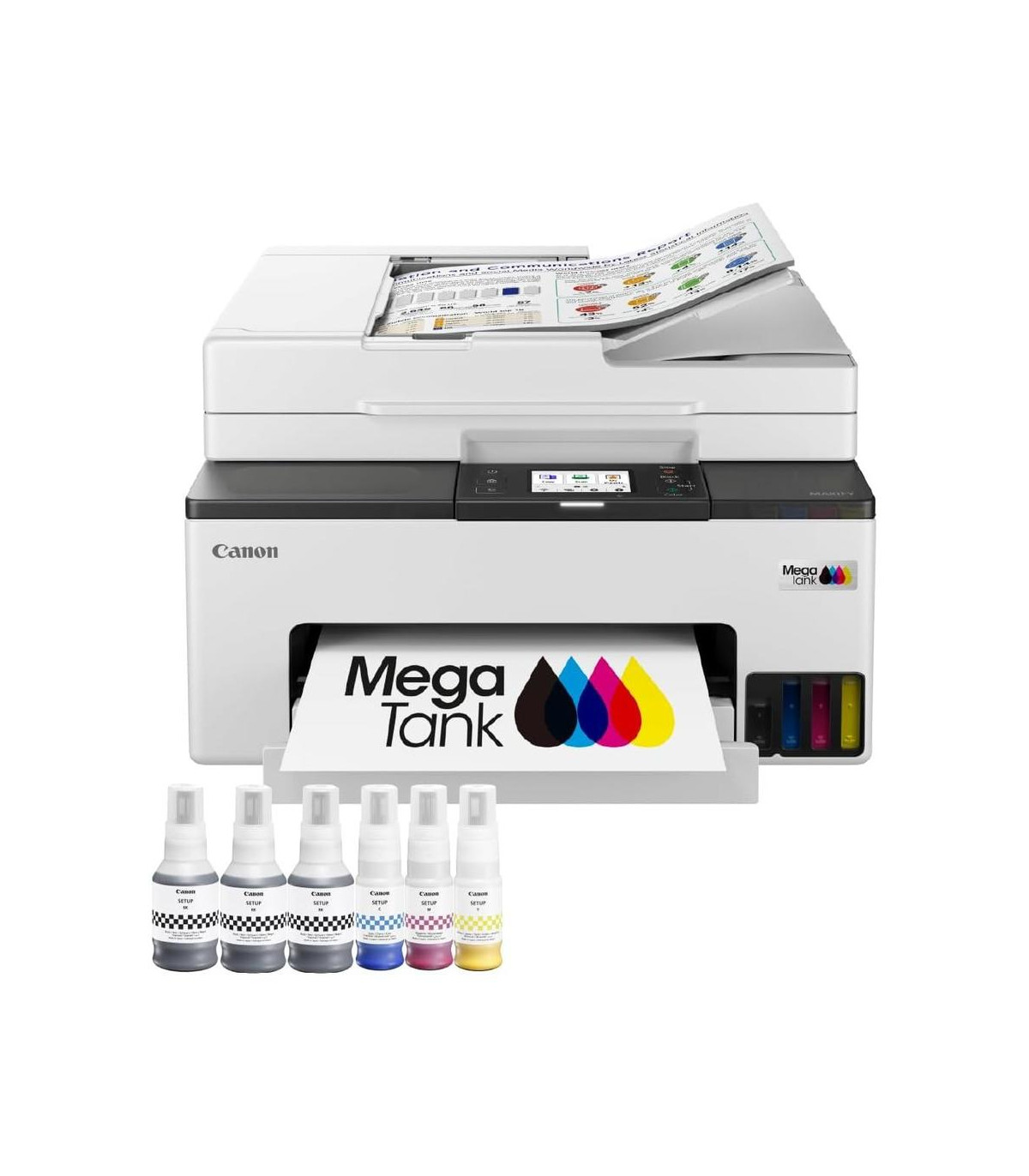 Multifunción inyección canon maxify gx2051 megatank color fax -  a4 -  red -  wifi -  adf -  3 botellas negro