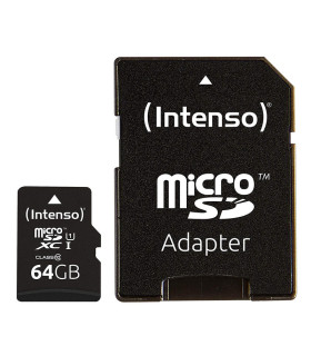 Tarjeta memoria micro sd intenso 64gb profesional v30 + adaptador sd