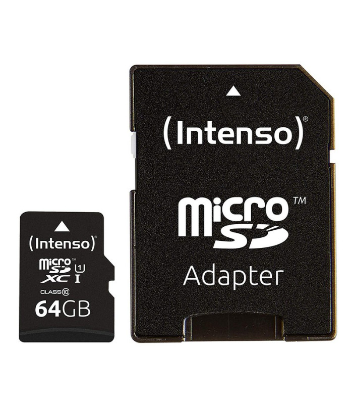 Tarjeta memoria micro sd intenso 64gb profesional v30 + adaptador sd