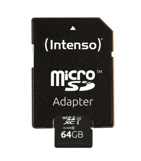 Tarjeta memoria micro sd intenso 64gb profesional v30 + adaptador sd