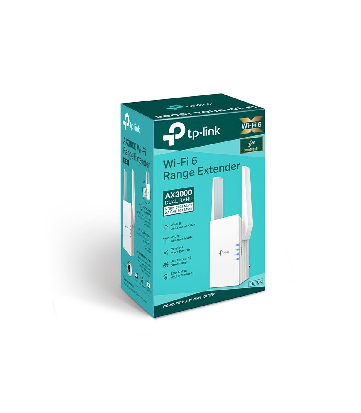Extensor de cobertura wifi tp - link re705x ax3000 2 antenas
