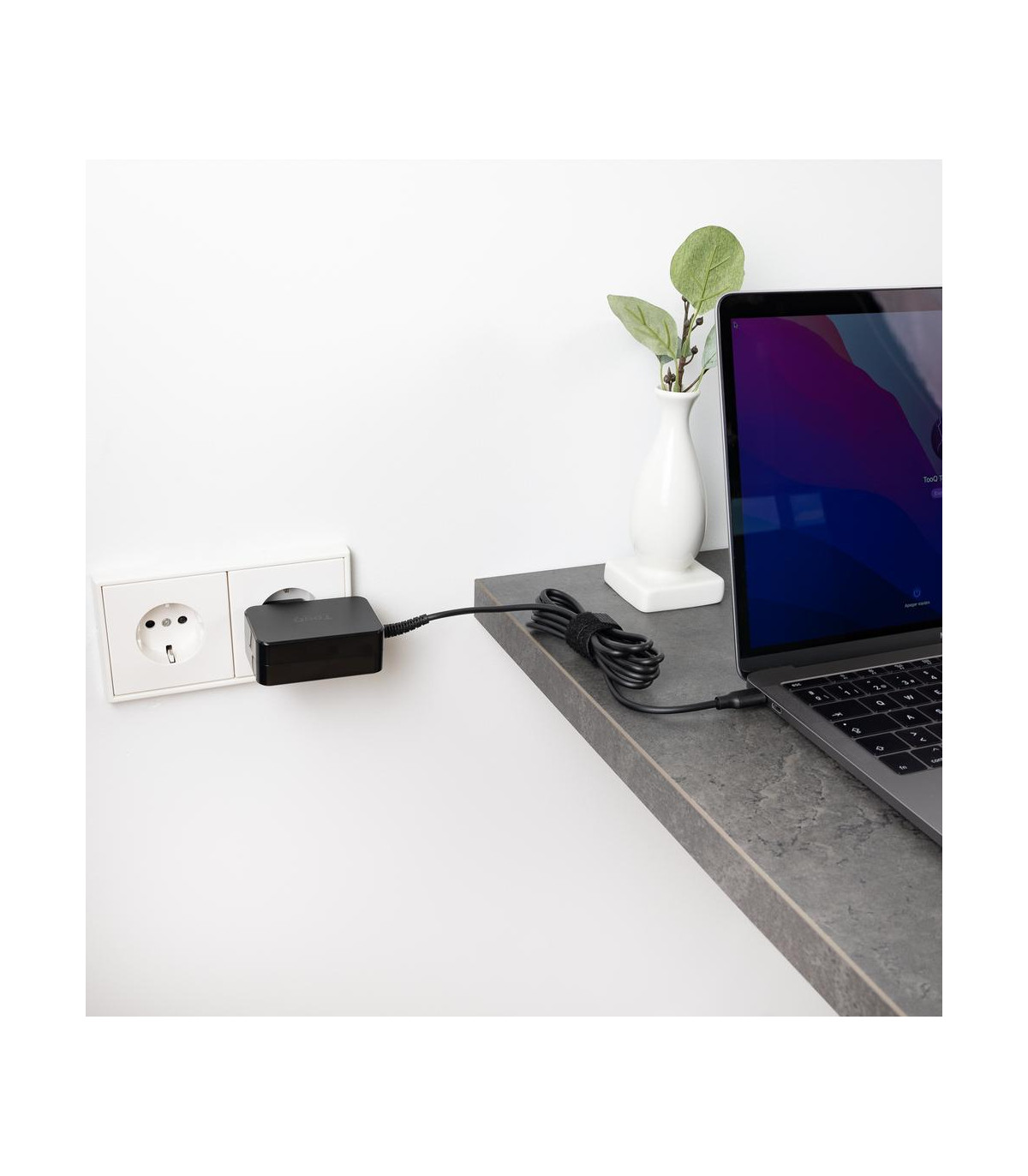 Cargador de pared tooq tqlc - usbcgan45pd 45w gan usb tipo c negro