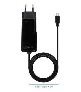 Cargador de pared tooq tqlc - usbcgan45pd - c 45w gan usb tipo c negro