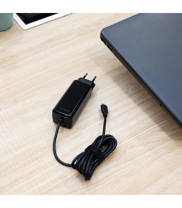Cargador de pared tooq tqlc - usbcgan45pd - c 45w gan usb tipo c negro