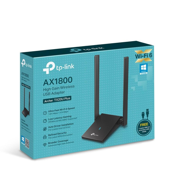 Adaptador usb inalambrico tp - link archer tx20u plus ax1800 2 antenas