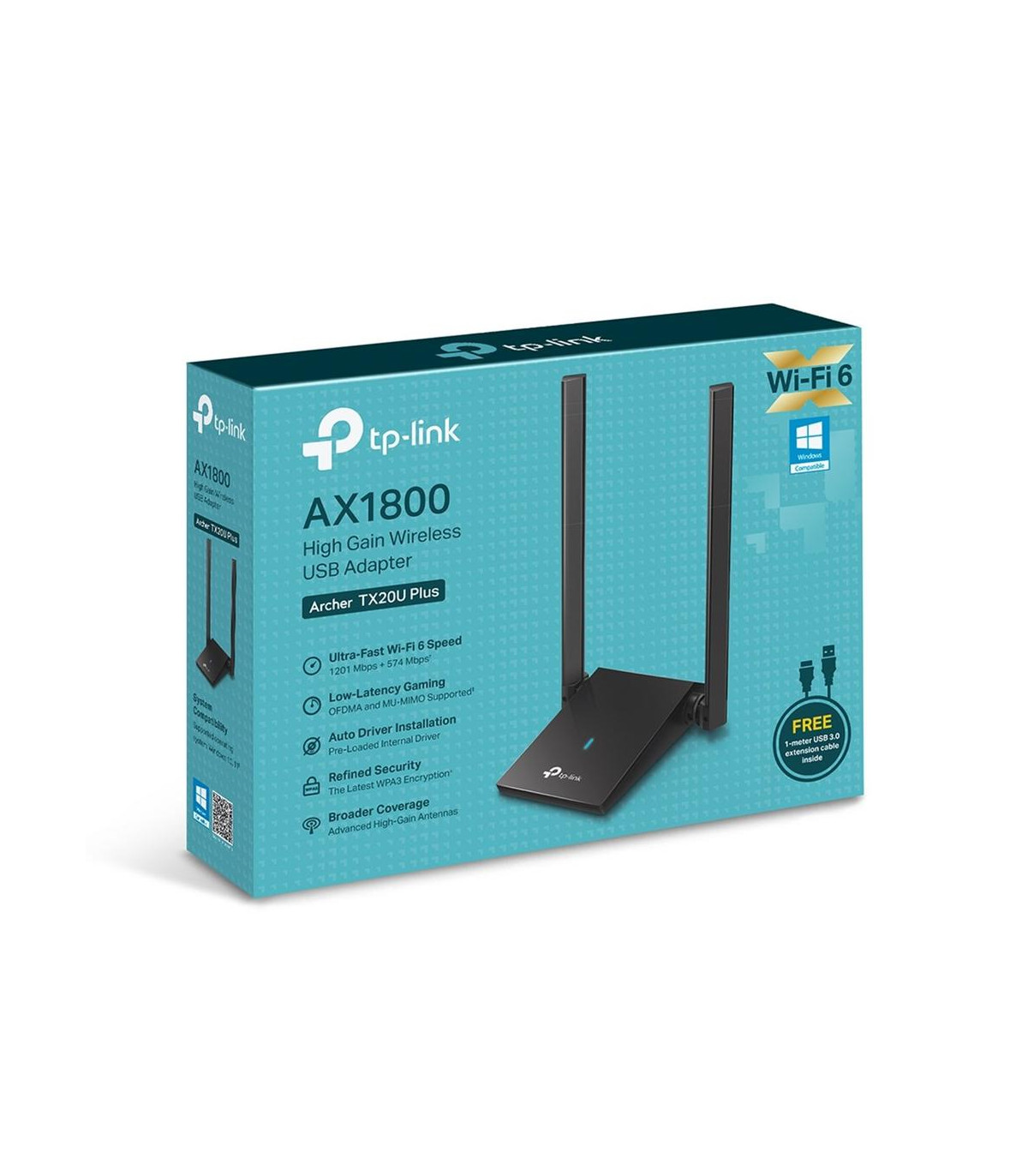 Adaptador usb inalambrico tp - link archer tx20u plus ax1800 2 antenas