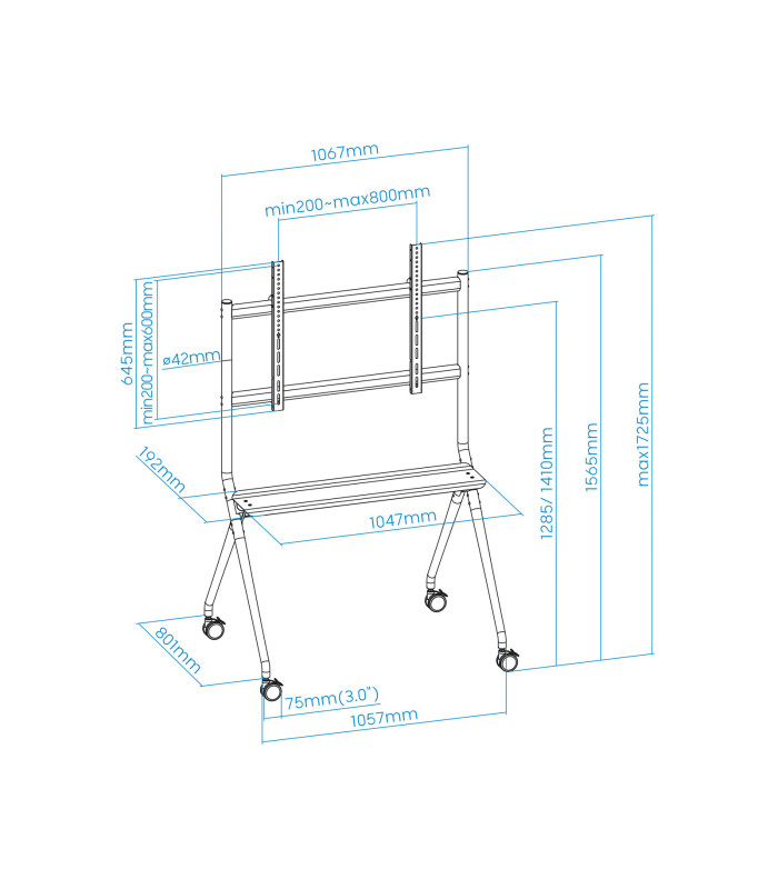 Soporte de suelo con ruedas tooq fs20205m - b 50 pulgadas -  86 pulgadas carga maxima 120kg
