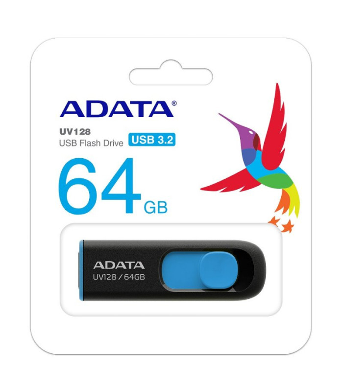 Memoria usb 3.2 adata uv128 64gb negro - azul