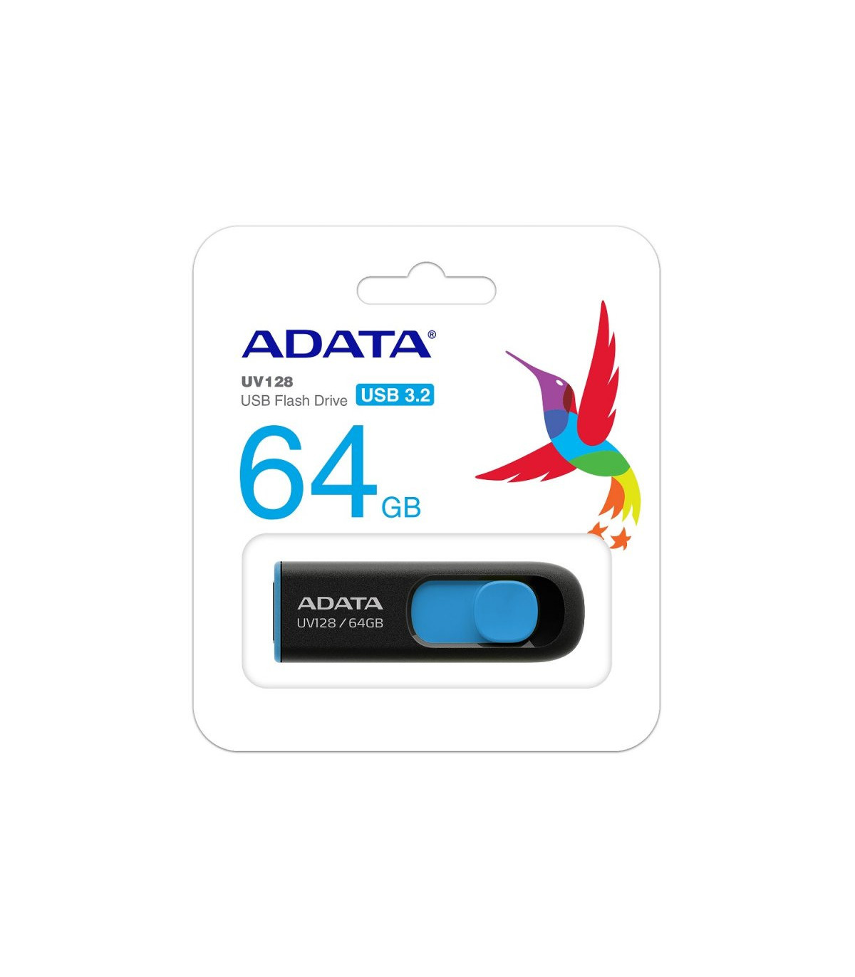 Memoria usb 3.2 adata uv128 64gb negro - azul