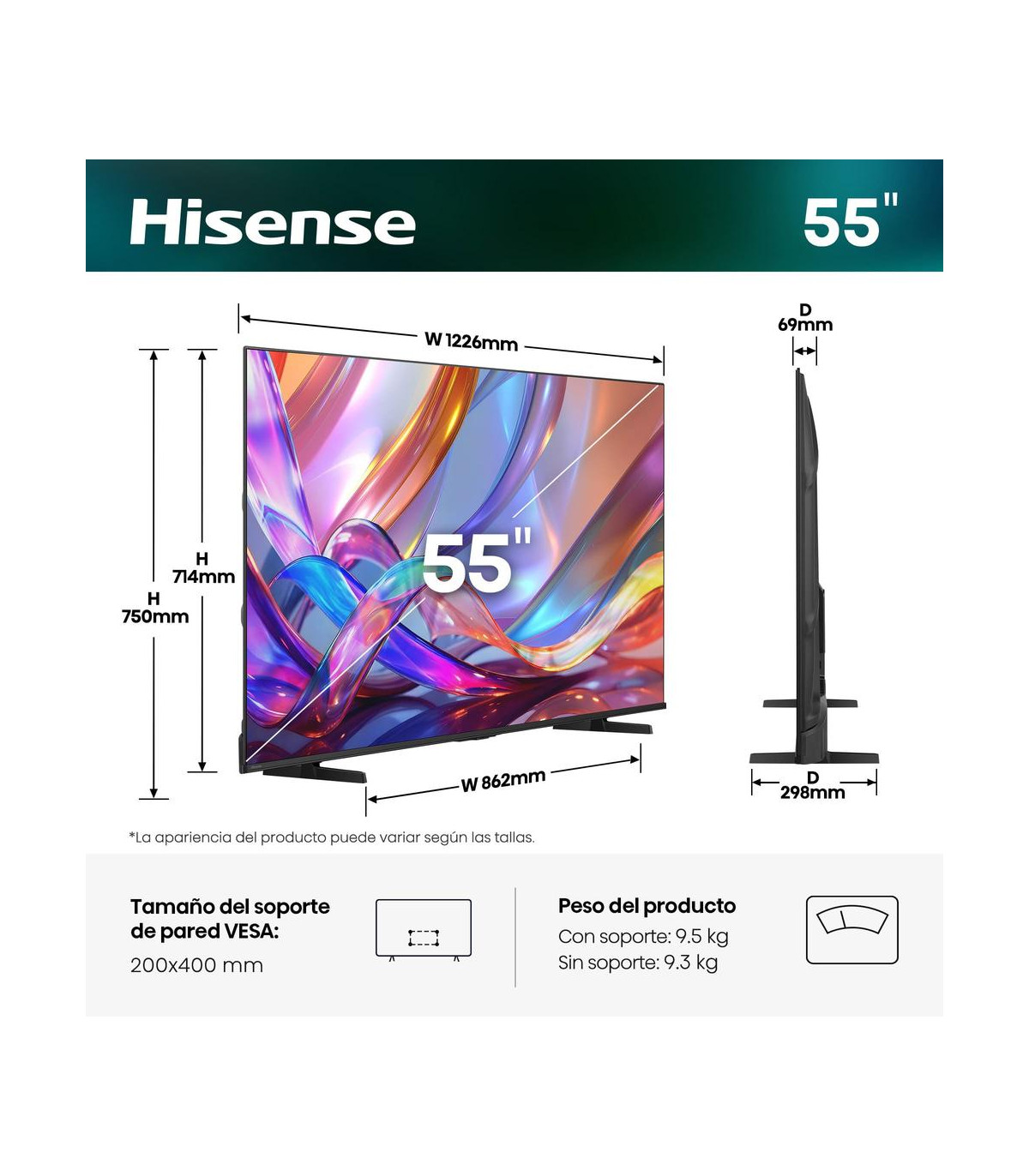 Tv hisense 55 pulgadas qled 4k uhd - 55e7s - smart tv