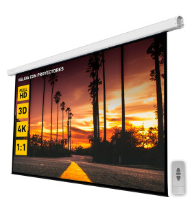 Pantalla electrica videoproyector pared y techo phoenix 112´´ ratio 1:1 - 4:3 - 16:9 2m x 2 m  posicion ajustable - carcasa blan