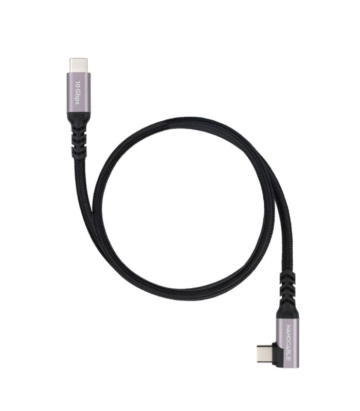 Cable nanocable usb - c 3.2 gen2 acodado 100w 1m