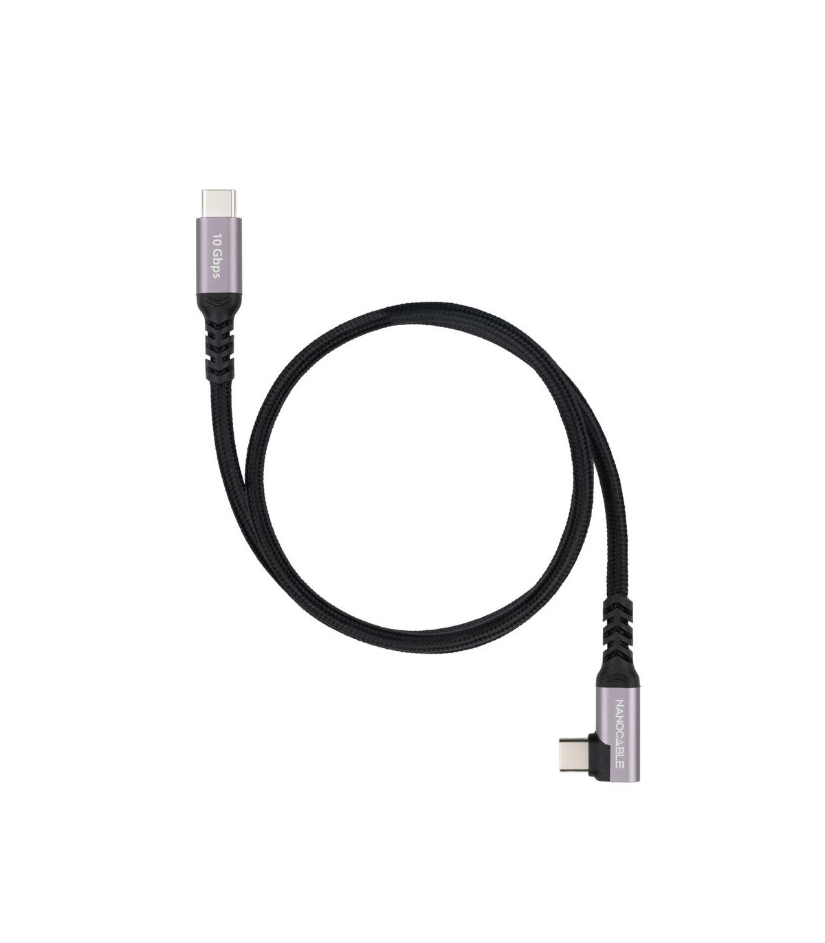 Cable nanocable usb - c 3.2 gen2 acodado 100w 1m