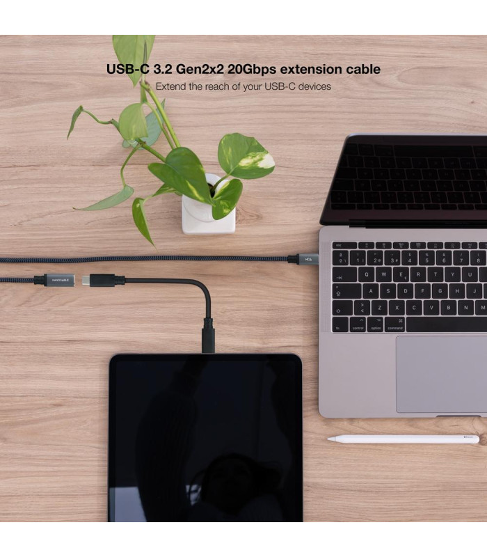 Cable nanocable usb 3.2 gen2x2 20gb 100w c - m - h 1.5m alargador usb - c algodon