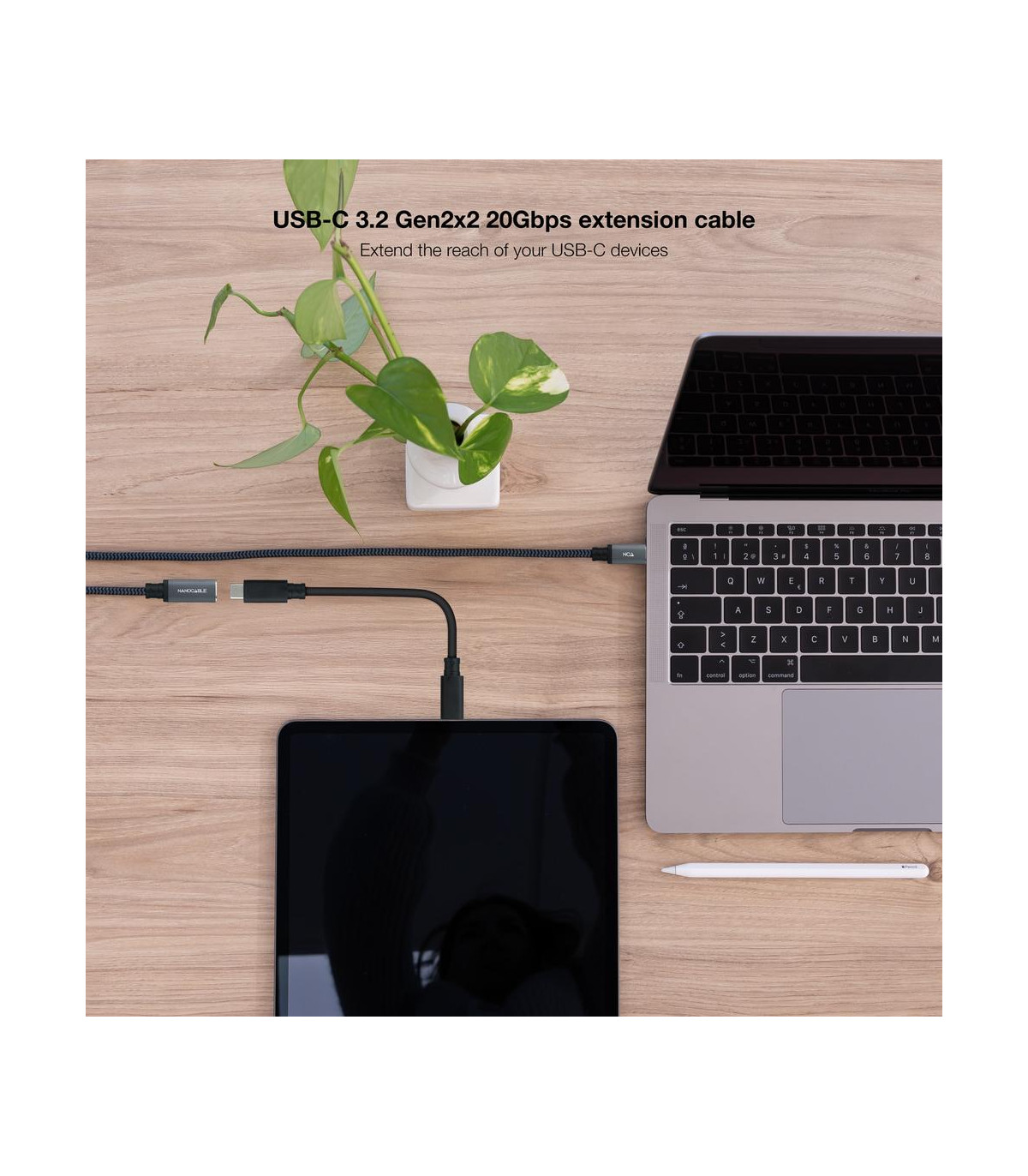 Cable nanocable usb 3.2 gen2x2 20gb 100w c - m - h 1.5m alargador usb - c algodon