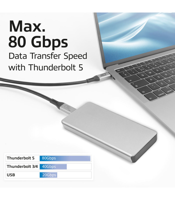 Cable usb4 act connectivity 80 gbps thunderbolt 5 - 240 w - usb type - c - certificado por usb - if - 1 -5 m.