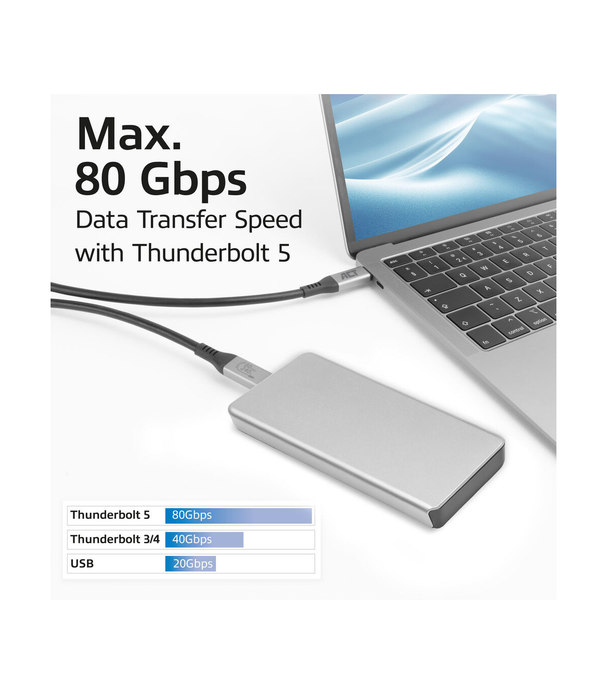 Cable usb4 act connectivity 80 gbps thunderbolt 5 - 240 w - usb type - c - certificado por usb - if - 1 -5 m.