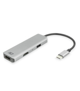 Adaptador act connectivity usb - c a 2 hdmi 4k - usb a