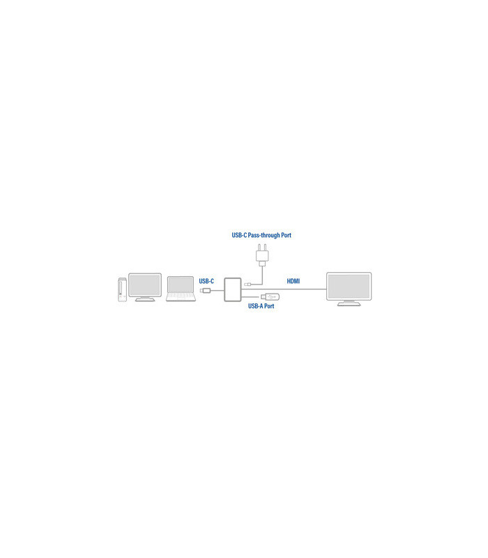 Adaptador act connectivity usb - c a hdmi - usb a - usb - c pd