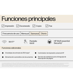 Multifuncion inyeccion hp officejet pro 9125e color fax - a4 - 22ppm - usb - red - wifi - duplex todas las funciones