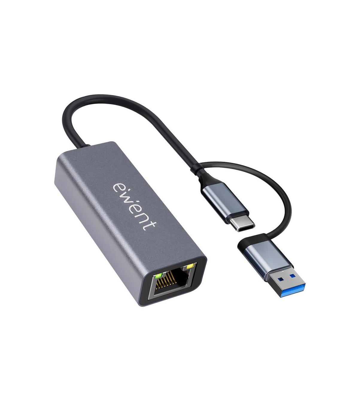 Adaptador de red usb tipo c - usb 3.2 a rj45 ewent 15cm -  macho - hembra -  gris