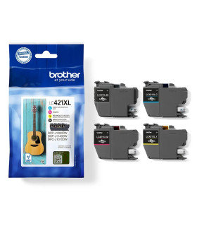 Pack cartuchos tinta brother lc421xlval negro cian magenta amarillo 500 paginas