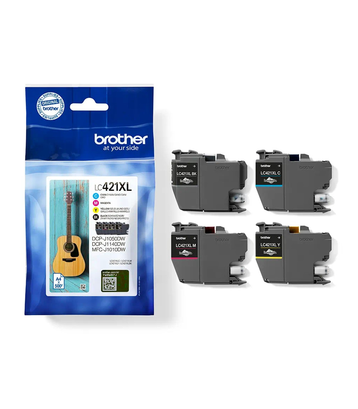 Pack cartuchos tinta brother lc421xlval negro cian magenta amarillo 500 paginas