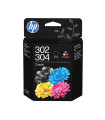 Pack cartucho tinta hp 302 - 304 tricolor - negro